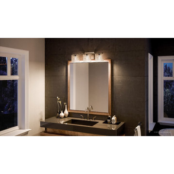 Luxury Modern Nickel Ribbed Glass Bathroom Light, UQL2722, San Diego Collection