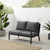 Clark Outdoor Metal Sectional Right Side Loveseat Charcoal/Matte Black