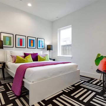Black and white graphic bedroom