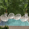 Noble House Anson Outdoor Hammock Weave Chair in White and Black (Set of 4)