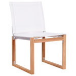 Meridian Furniture - Tulum Waterproof Fabric Mesh Outdoor Patio Dining Side Chair, Off White, Side Chair - Make this Tulum teak outdoor patio dining chair the go to spot for relaxing and entertaining guest in your outdoor space. This chair features water resistant white mesh fabric making it the perfect spot to rest your feet and enjoy a tasty meal while you take in the sunrise. Teak construction makes it a tough addition for the patio or porch and gives it the longevity and durability it needs to weather the elements with beautiful ease. Pair it with other items from the Tulum collection for a look that impresses from every angle.