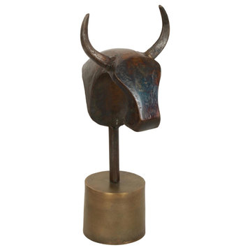 Ren Wil STA420 15" Tall X 6"W Rustic Cattle Bull Desk Table Top - Brass