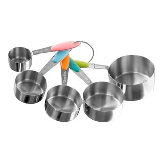 Stainless Steel Measuring Cups and Spoons Set of 10 Piece, Nesting Metal  Measuring Cups Set with Soft Touch Silicone Handles for Dry and Liquid  Ingredients, Cooking & Baking (Black) 