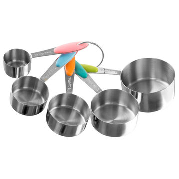 Measuring Cups Set, Stainless Steel, Color Handles, 5 Piece, by Classic Cuisine