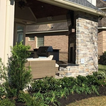 Houston Patio With Restoration Hardware Furniture, Fireplace & Outdoor Kitchen