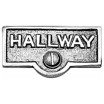 Switch Plate Tags HALLWAY Name Signs Labels Chrome Brass with Mounting Screw