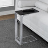 Bedroom Accent Table - Black Top / Silver Metal