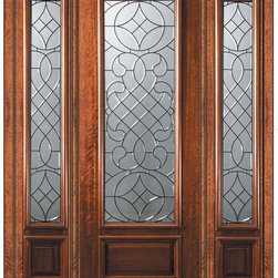 Pre-hung Side lights Door 96 Wood Mahogany Savoy 3/4 Lite Glass - Front Doors