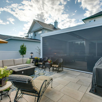 South Calgary StruXure Adjustable White Pergola Enclosed with Phantom Screens