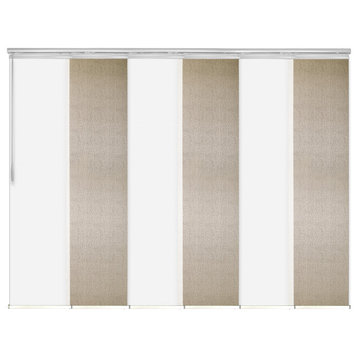 Navajo White-Marguerite 6-Panel Track Extendable Vertical Blinds 70-130"x94"