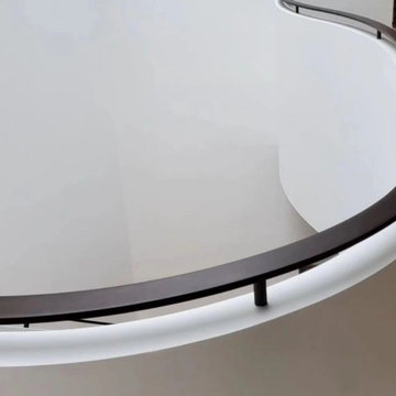 Knee Wall Railing with Custom Curved Stairs