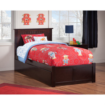 Nantucket Twin Extra Long Bed, Footboard and Twin Extra Long Trundle, Espresso