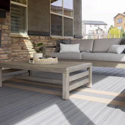 Voyage Varied-plank Decking in Sierra with accent border in Costa - Deck Tiles And Planks