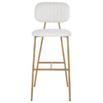 OROA - White Boucl√© Gold Framed Bar Stool | OROA Xenia - Exuding with feminine class, Xenia by OROA is a bar stool for every chic babe out there. Its white bouclé seat and backrest are perfectly accented by a golden frame. An elegant addition to a modern or art deco interior.