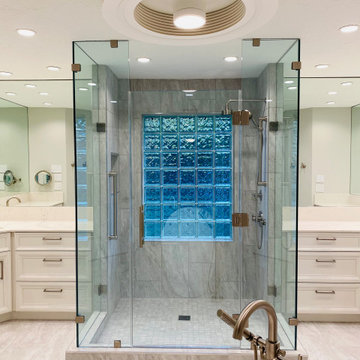 Heavy Glass Frameless Shower with Multiple Showering Options