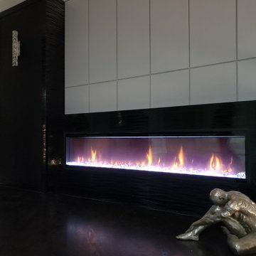 MODERN ELECTRIC LARGE FORMAT FIREPLACE WAINSCOTTING