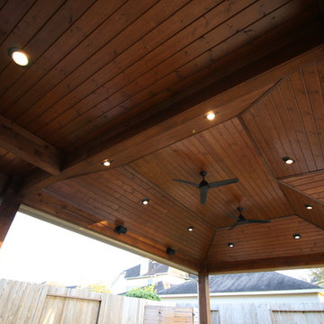 Patio Cover and Pool with Spa and Fire Feature in Long Meadow Farms, Richmond TX