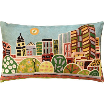 Boston Pillow Cover Kennedy Greenway Karla Gerard Hand embroidered Wool 14x24