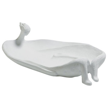 Mid Century Modern Woman White Sculpture Tray | Bowl Dish French Bath Art Deco