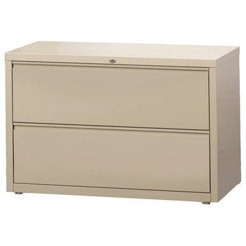 UrbanPro 42" 2-Drawer Modern Metal Lateral File Cabinet in Beige