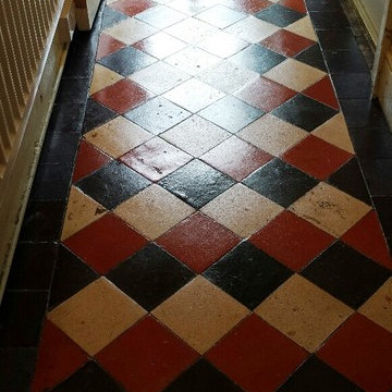 110 Year Old Quarry Tiled Floor Cleaned and Sealed in Merthyr Tydfil