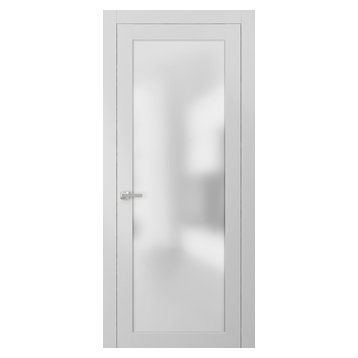 Planum 2102 French Frosted Glass Panel Door 36x80 White Silk