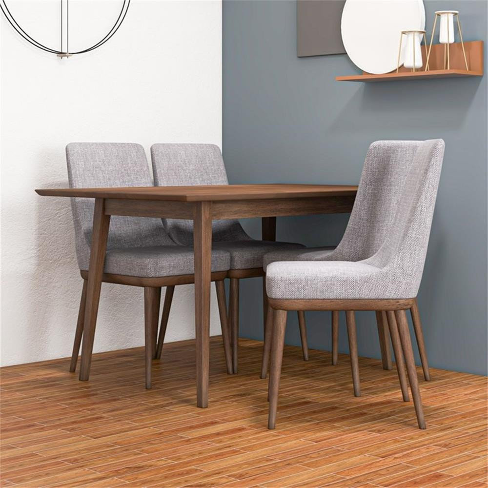 Reaks Mid Century Modern Solid Wood Walnut 5 Piece Dining Room ...
