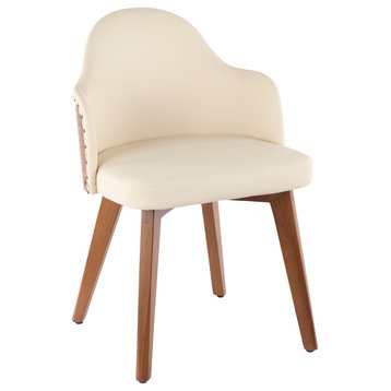 Lumisource Ahoy Chair, Walnut and Cream PU Leather
