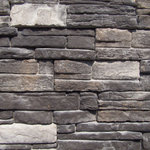 Mountain View Stone - Ready Stack, Black Forest, 45 Sq. Ft. Flats - The ready stack stone panel system was designed for the do-it-yourself enthusiast, light weight and easy to install. Mountain View Stone ready stack black forest has straight lines with rugged stone texture. No experience or masonry skills are needed to install ready stack panels, and they install up to 4 times faster than your typical manufactured stone veneer. This stone is sure to add a unique beauty and elegance to your next project. Ready stack is a stone veneer panel product measuring 1.5" to 2.5" thick and therefore thinner than traditional stone siding for easier, lighter handling. All our manufactured stone veneer products are suitable for interior applications such as stone accent walls or stone fireplaces as well as exterior applications such as stone veneer siding. Mountain View Stone ready stack is available in boxes of 9 square foot flats, boxes of 6.5 lineal foot matching corners, and 150 square foot bulk crates. Samples are available on all of our brick veneer and stone veneer products.