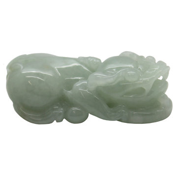Chinese Hand Carved Natural Green Jade Feng Shui Lucky Pixiu Figure Pendant