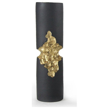 Molten Candle Holder, Black / Gold, Medium