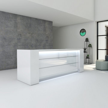 Valde Straight Reception Desk with Storage, White by MDD Furniture