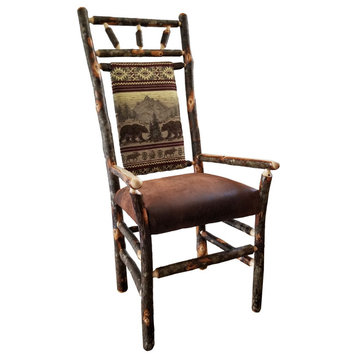 Hickory Log Low Back Dining Chairs With Arms (Set of Two), Bear Mountain