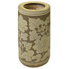 Chinese Handmade Ceramic Tan Taupe Flower Column Vase Hws2803
