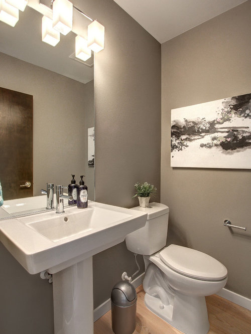 Modern Powder Room Design Ideas, Renovations & Photos with a Pedestal Sink