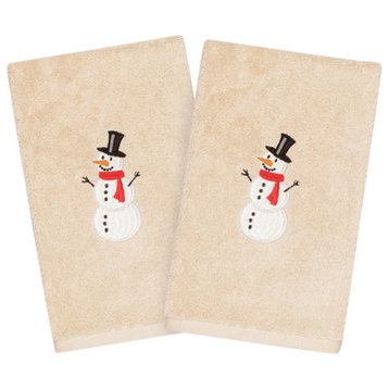 Linum Home Textiles Snowman Hand Towels, Set Of 2, Sand