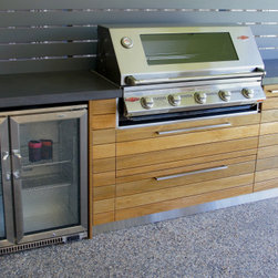 Outdoor Kitchen and Bar | polished concrete top island with timber front - Products