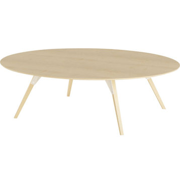 Clarke Oval Coffee Table - White, Small, Maple