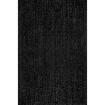 Nuloom Rigo Hand Woven Farmhouse Jute Area Rug, Black 2'x3'