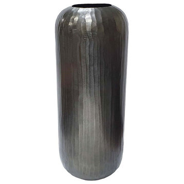 Aluminum Layered Chisel Orb Vase D7x17"
