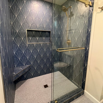 Frameless Bi-Pass Shower Door in Champagne Bronze Finish