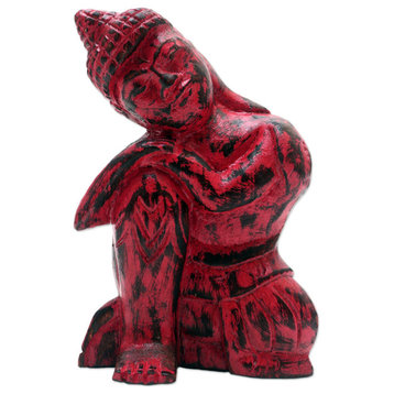 Novica Handmade Buddha Resting Wood Statuette
