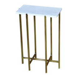 Matthew Izzo White Marble and Brass Side Table - Dining Tables