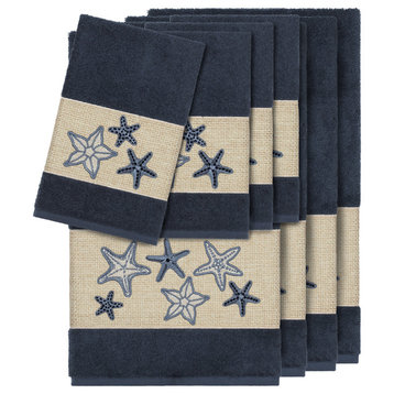 Lydia 8-Piece Embellished Towel Set, Midnight Blue