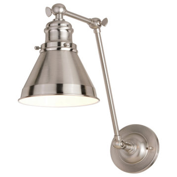 Alexis 6" Adjustable Wall Light Satin Nickel and Matte White