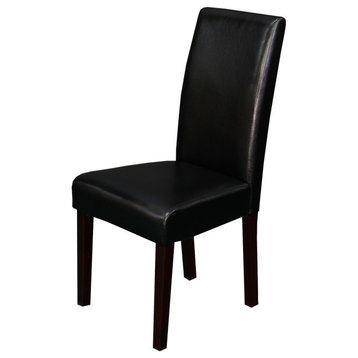 Villa Faux Leather Black Dining Chairs, Set of 2