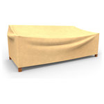 Budge - Budge All-Seasons Outdoor Patio Sofa Cover Extra Extra Large (Nutmeg) - The Budge All-Seasons Outdoor Patio Sofa Cover, Extra Extra Large provides high quality protection to your outdoor sofa, loveseat or bench. The All-Seasons Collection by Budge combines a simplistic, yet elegant design with exceptional outdoor protection. Available in a neutral blue or tan color, this patio collection will cover and protect your patio sofa, season after season. Our All-Seasons collection is made from a 3 layer SFS material that is both water proof and UV resistant, keeping your patio furniture protected from rain showers and harsh sun exposure. The outer layers are made from a spun-bonded polypropylene, while the interior layer is made from a microporous waterproof material that is breathable to allow trapped condensation to flow through the cover. Our waterproof sofa covers feature Cover stays secure in windy conditions. With our All-Seasons Collection you'll never have to sacrifice style for protection. This collection will compliment nearly any preexisting patio decor, all while extending the life of your outdoor furniture. This patio sofa cover measures 35" H x 100" W x 41" D.