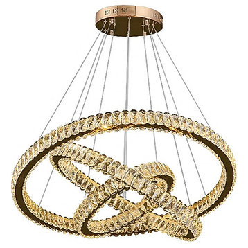 Ring design gold/chrome crystal chandelier for living room, dining room, bedroom, 39.4*31.5*23.6"