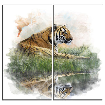 "Relaxing Tiger" Animal Canvas Artwork