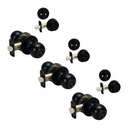 Designers Impressions - Ashland 6-Piece Entry Knobs and Matching Single Cylinder Deadbolt Set - Door Entry Sets